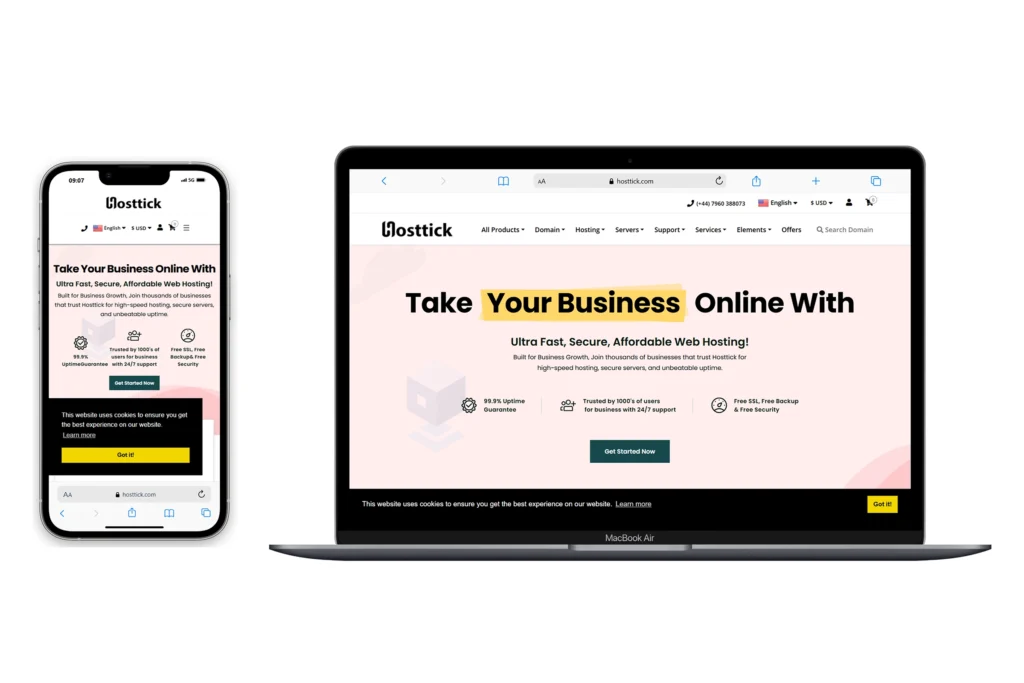 Hoststick website portfolio